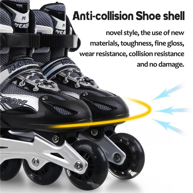1 Pair Adjustable Roller Skates Children Flash Inline Skates Shoes Children Teens Beginner Advance - Size: M