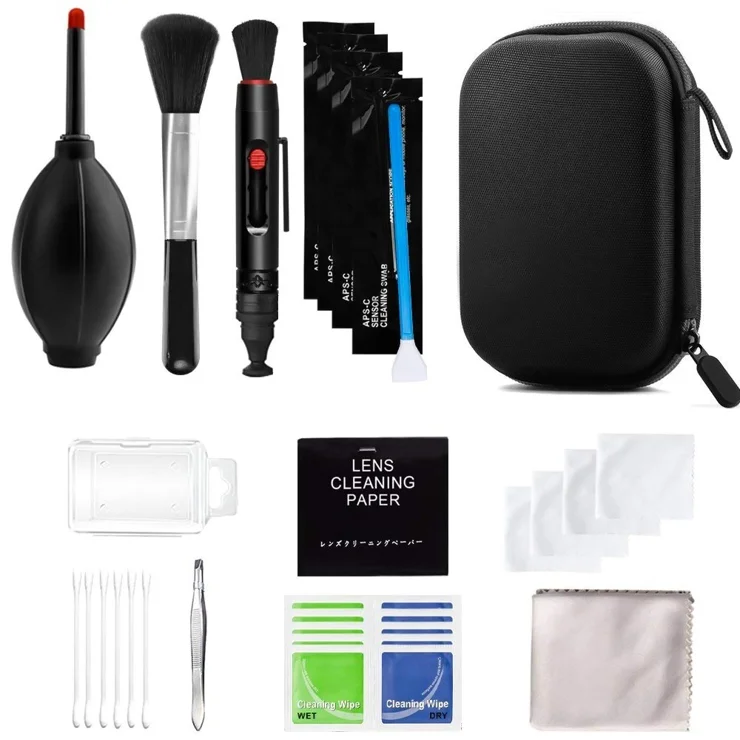 Kit De Nettoyage Appareil Photo & Objectifs - Souffleur, Brosse, Chiffon Microfibre - Pour Écrans, Téléphones, Ordinateurs