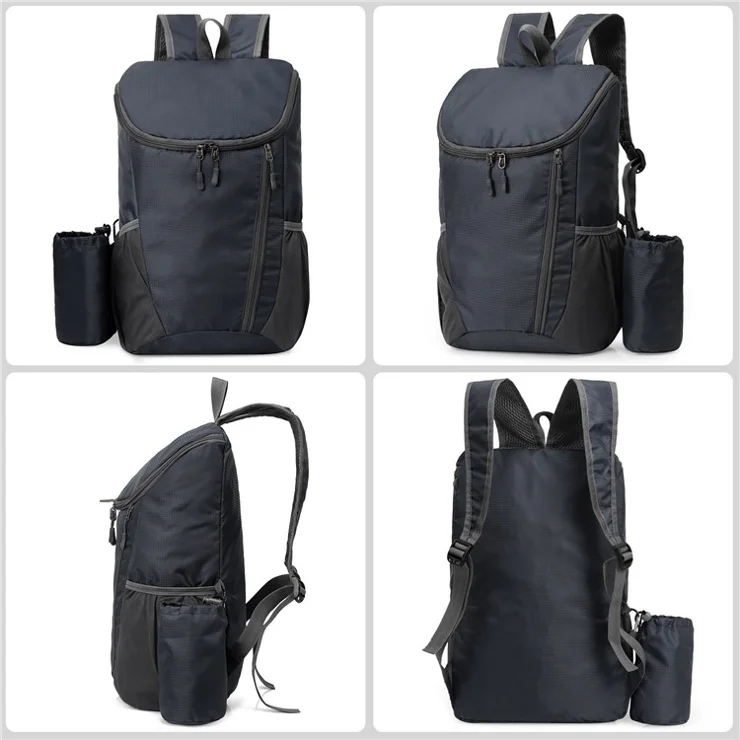 20L Lightweight Folding Backpack Water Repellent Cycling Camping Climbing Hiking Traveling Backpack - Black