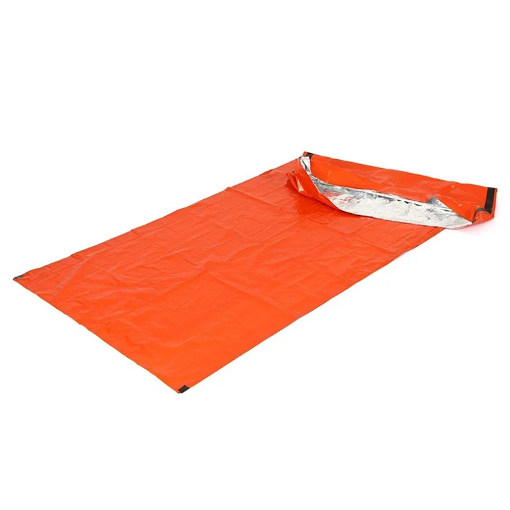 2 PCS Emergency Blanket with Compression Sack Lightweight Water-resistant Portable Sleeping Bag for Camping Travel Hiking - Orange