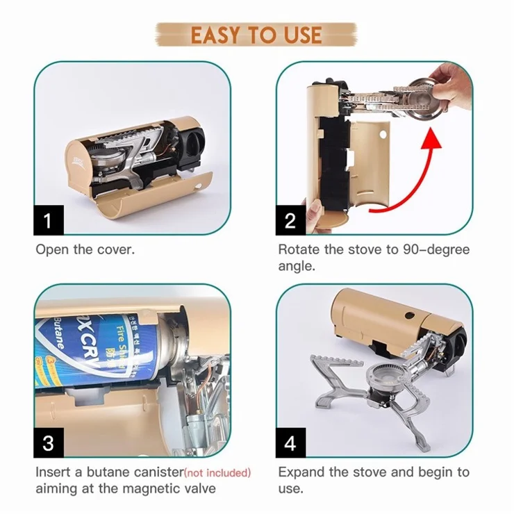 BRS 2670W Camp Stove Butane Gas Stove with Storage Pouch Folding Gas Furnace for Outdoor Hiking Cooking - Green