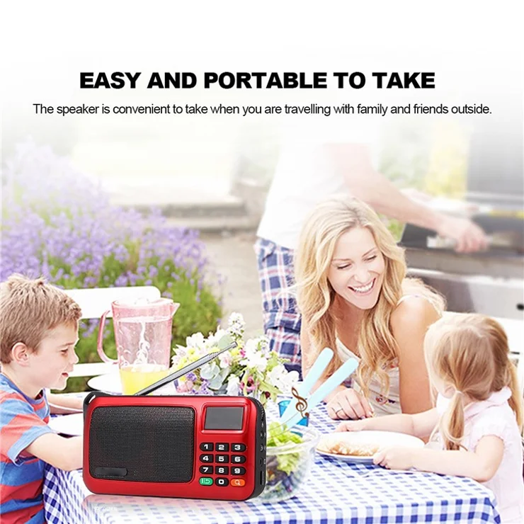 ROLTON W405 FM Digital Radio Portable USB Wired Computer Speaker HiFi Stereo Receiver Support TF Music Play Flashlight - Blue