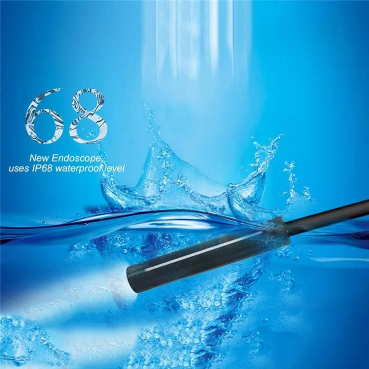 8MM Micro USB/Type-C/USB 3-in-1 HD Endoscope Waterproof Borescope Tube Camera with 8 White LED Lights - 2m Hard Wire