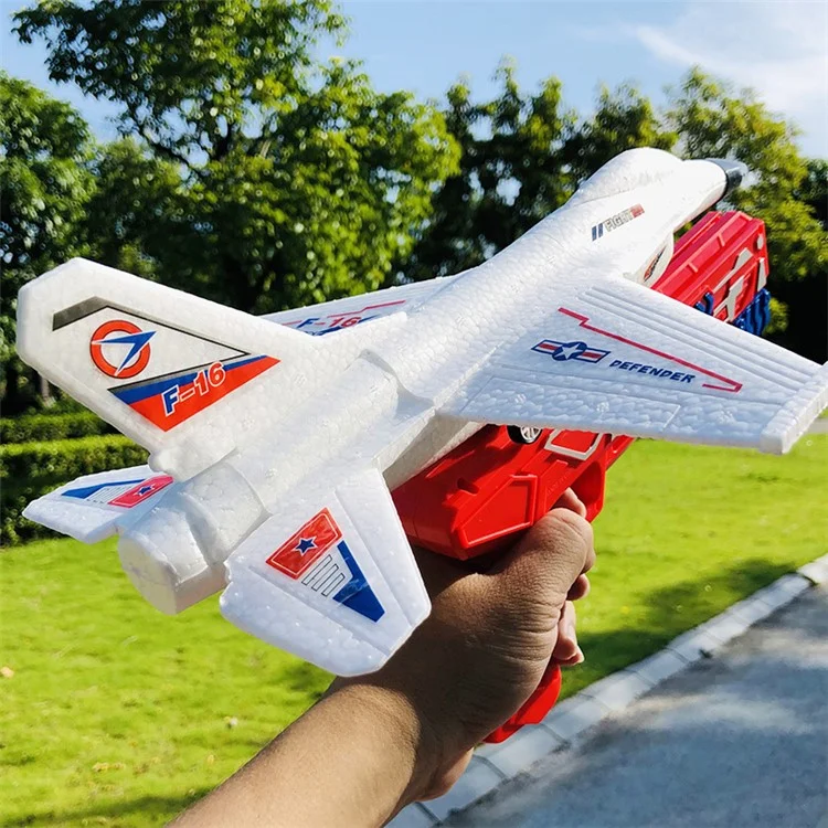 Lançador Flying Airplane Toys Jogando Kids Toys Boys Birthday Gift (1 Lançador+2 Brinquedos de Avião) - Branco