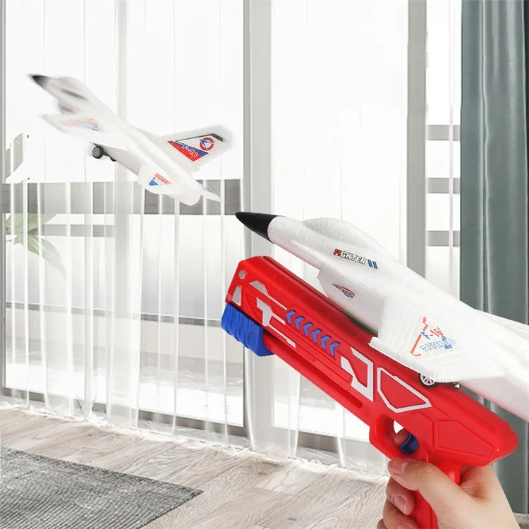 Lançador Flying Airplane Toys Jogando Kids Toys Boys Birthday Gift (1 Lançador+2 Brinquedos de Avião) - Branco
