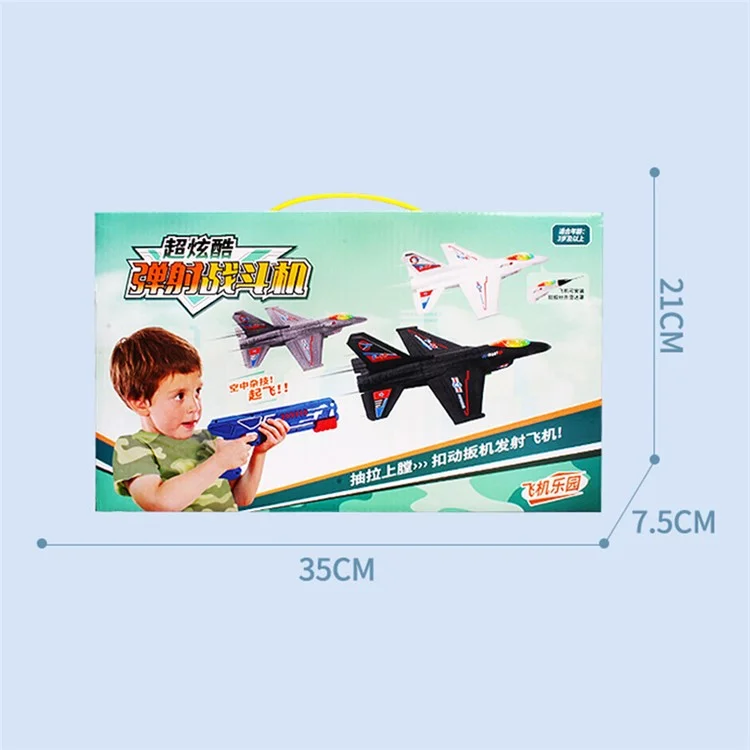 Lançador Flying Airplane Toys Jogando Kids Toys Boys Birthday Gift (1 Lançador+2 Brinquedos de Avião) - Branco