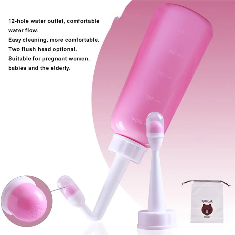 500ml Portable Travel Handheld Bidet Sprayer Personal Hygiene Cleaning Spraying Bottle - Pink