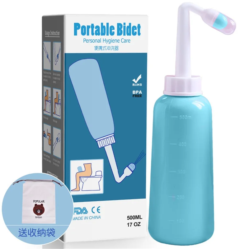 500ml Portable Travel Handheld Bidet Sprayer Personal Hygiene Cleaning Spraying Bottle - Green