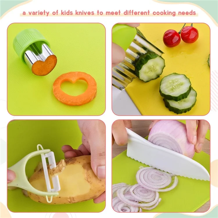 13Pcs / Set Fruit Cutter Cutting Board Children Plastic Kitchen Knife Toy Set (BPA-Free, No FDA Certification)