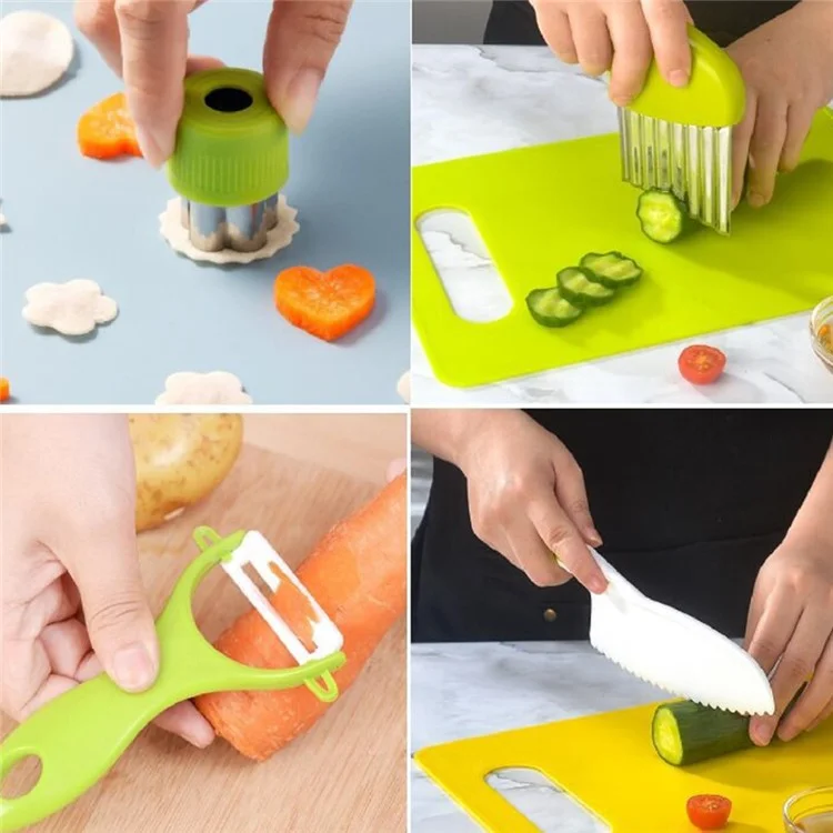 13Pcs / Set Fruit Cutter Cutting Board Children Plastic Kitchen Knife Toy Set (BPA-Free, No FDA Certification)