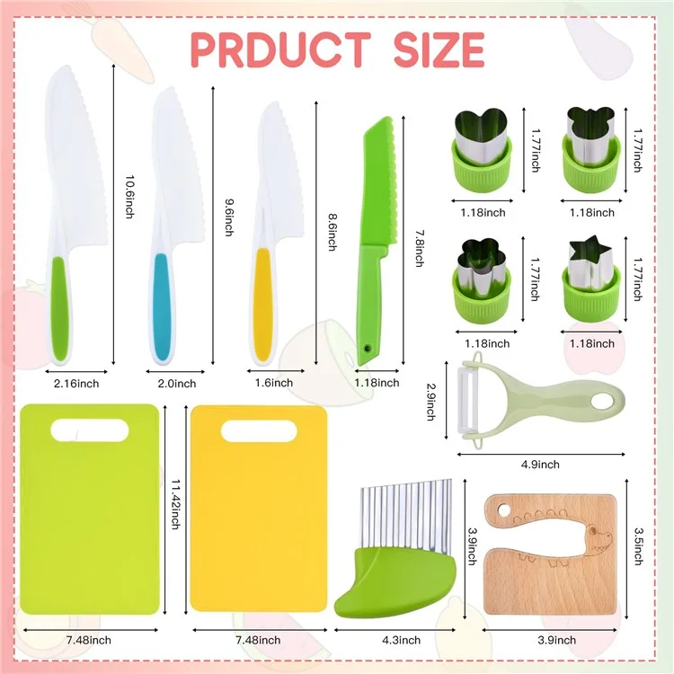 13Pcs / Set Fruit Cutter Cutting Board Children Plastic Kitchen Knife Toy Set (BPA-Free, No FDA Certification)