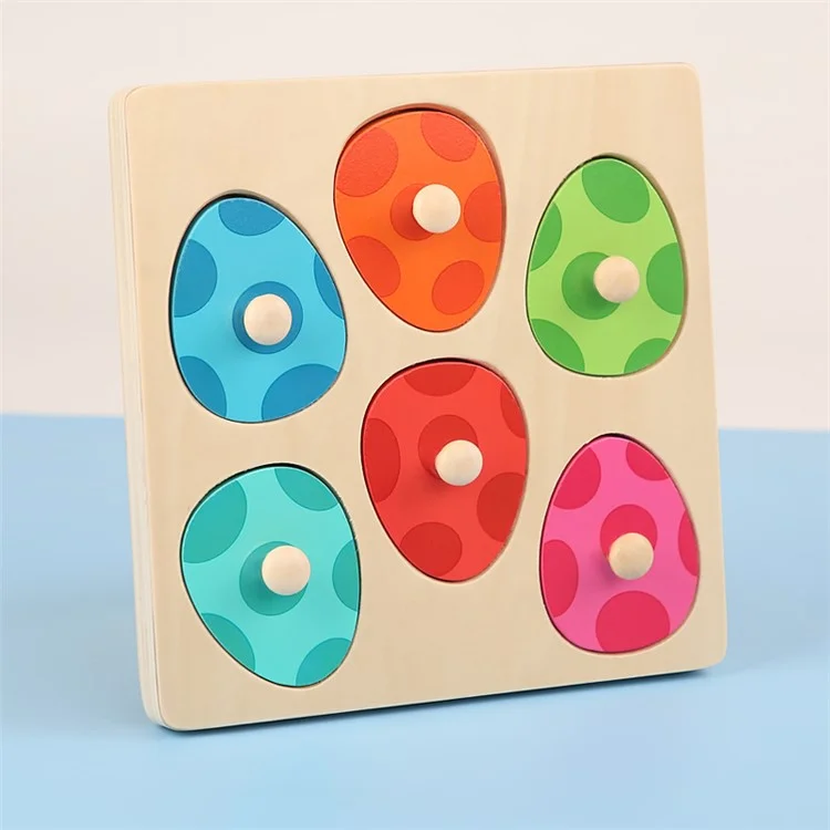 Dinosaur Match Eggs Peg Puzzles Wooden Montessori Preschool Learning Toys for Toddlers