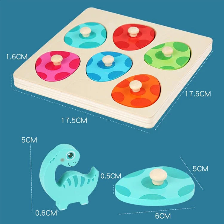 Dinosaur Match Eggs Peg Puzzles Wooden Montessori Preschool Learning Toys for Toddlers