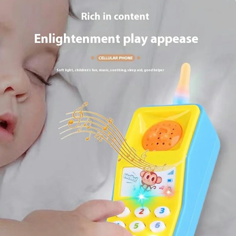 Jouet de téléphone bébé 8901-B, téléphone électronique musical pour enfants avec jeu de sons et de lumières, jouet éducatif - Jaune + Bleu