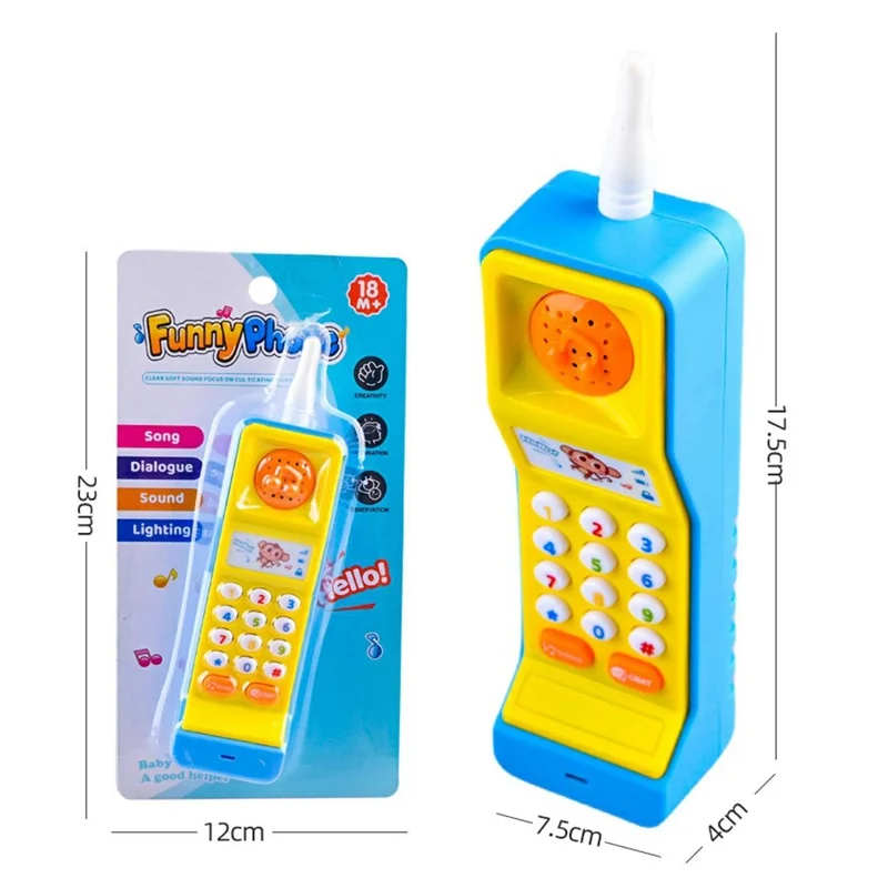 Jouet de téléphone bébé 8901-B, téléphone électronique musical pour enfants avec jeu de sons et de lumières, jouet éducatif - Jaune + Bleu