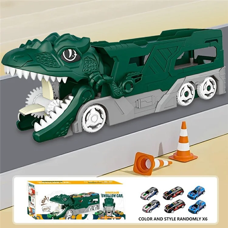 Y333-152 Caminhão de Transporte de Dinossauro Brinquedos Slide Game Kids Birthday Holiday Gift com 6 Carros de Corrida - Verde