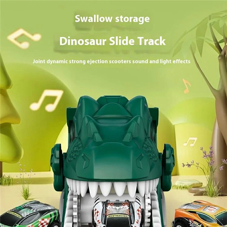 Y333-152 Caminhão de Transporte de Dinossauro Brinquedos Slide Game Kids Birthday Holiday Gift com 6 Carros de Corrida - Verde