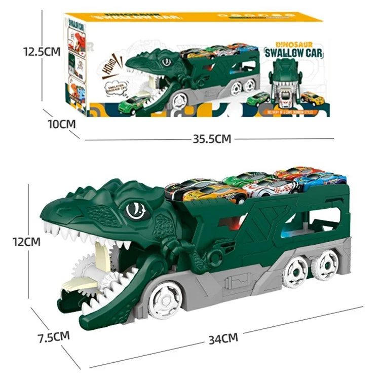 Y333-152 Caminhão de Transporte de Dinossauro Brinquedos Slide Game Kids Birthday Holiday Gift com 6 Carros de Corrida - Verde