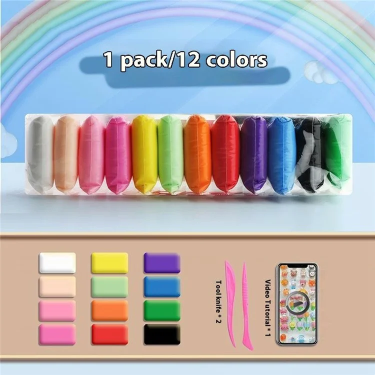 12 Farben Diy-ton-set Für Kinder Ultra-licht, Nicht Schicke Modellierung Clay