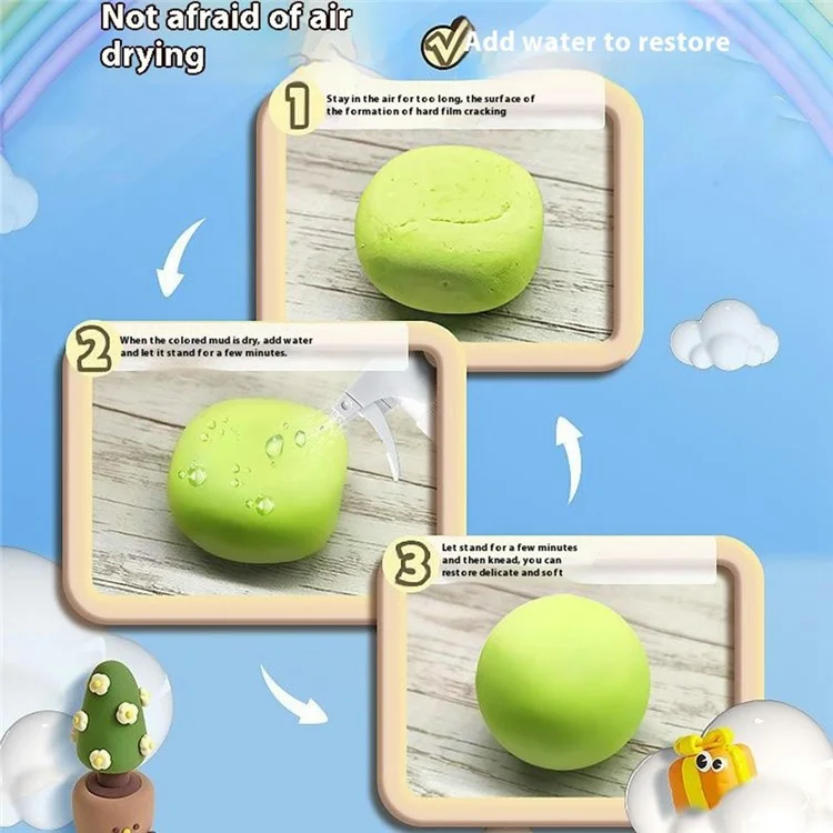 12 Farben Diy-ton-set Für Kinder Ultra-licht, Nicht Schicke Modellierung Clay
