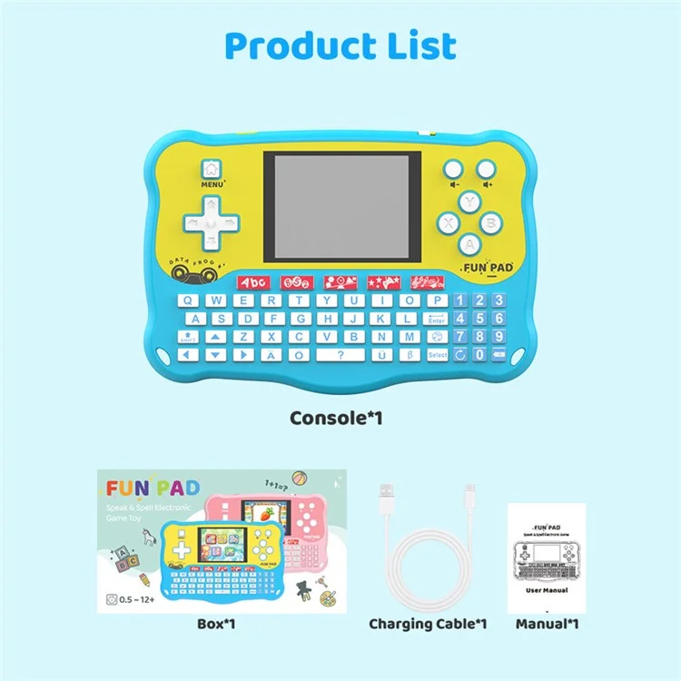 DATA FROG Baby Learning Pad with ABC Alphabet / Words / Music / Math Interactive Educational Electronic Toys - Blue