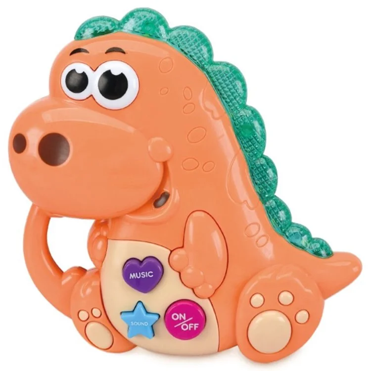 1138 Cartoon Dinosaur Baby Kids Musical Educational Toy Electronic Piano with Light - Orange