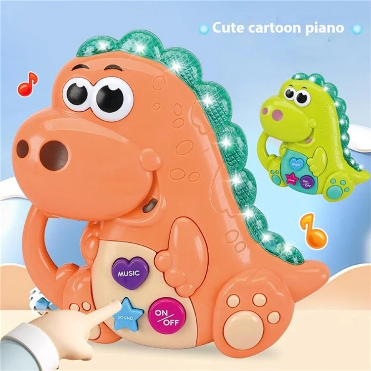1138 Cartoon Dinosaur Baby Kids Musical Educational Toy Electronic Piano with Light - Orange