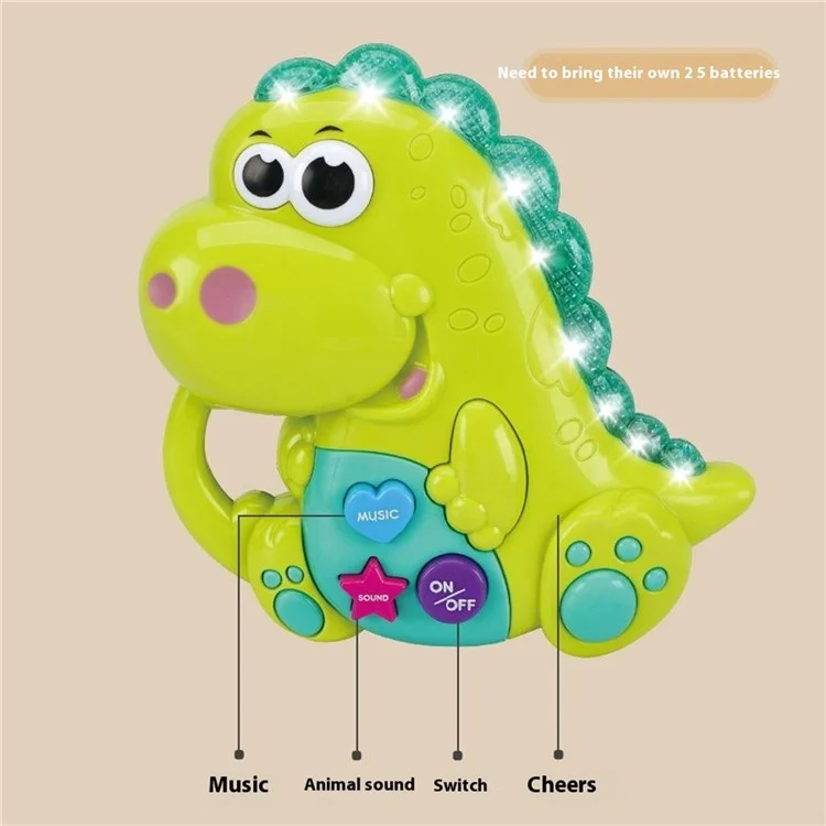 1138 Cartoon Dinosaur Baby Kids Musical Educational Toy Electronic Piano with Light - Orange