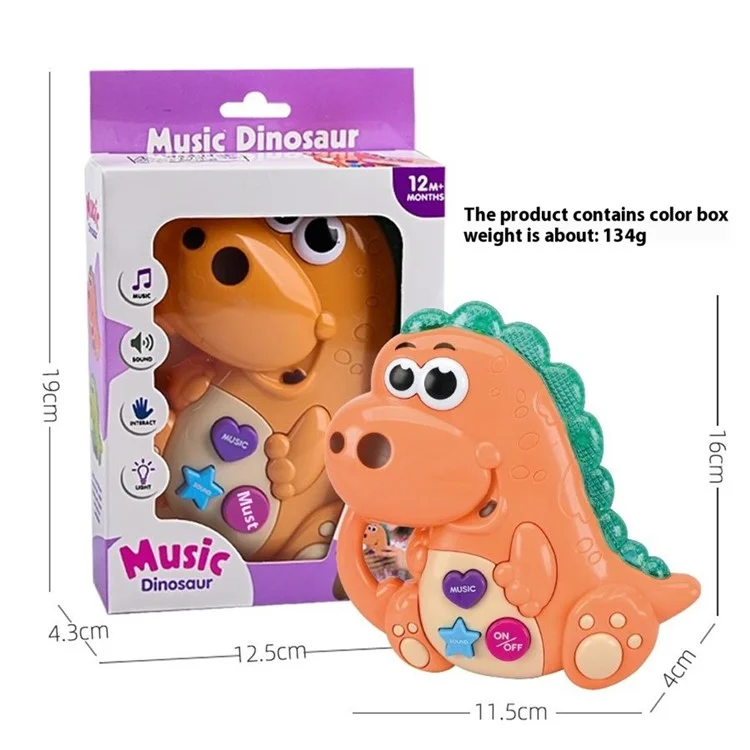 1138 Cartoon Dinosaur Baby Kids Musical Educational Toy Electronic Piano with Light - Orange
