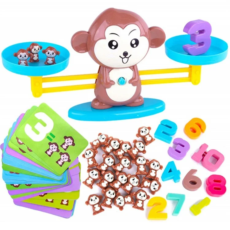 Balance de poids de singe Jeu de comptage mathématique STEM Jouet éducatif préscolaire pour garçon et fille