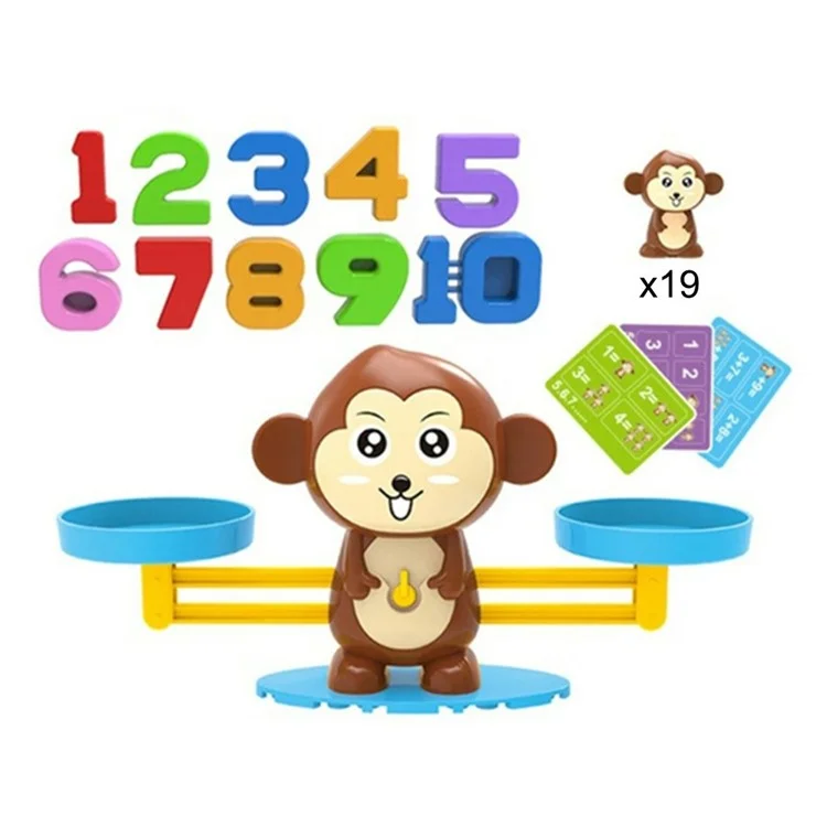 Balance de poids de singe Jeu de comptage mathématique STEM Jouet éducatif préscolaire pour garçon et fille