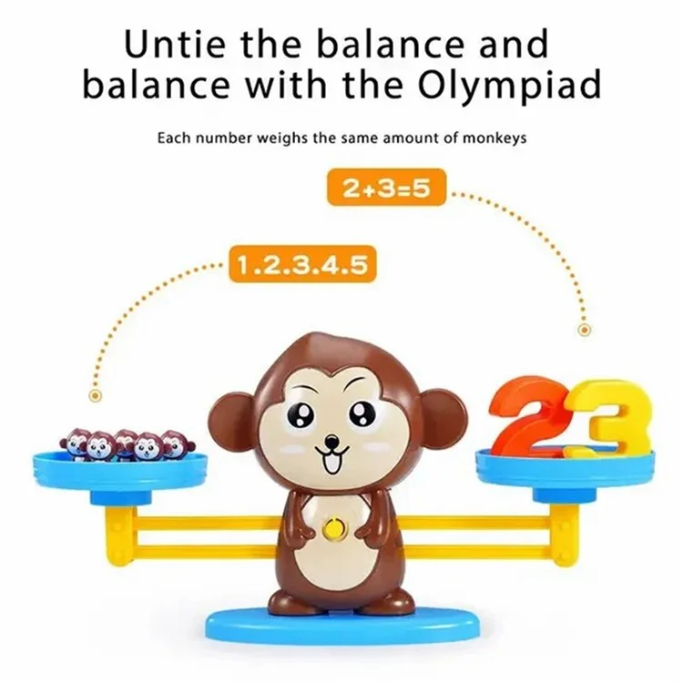 Balance de poids de singe Jeu de comptage mathématique STEM Jouet éducatif préscolaire pour garçon et fille