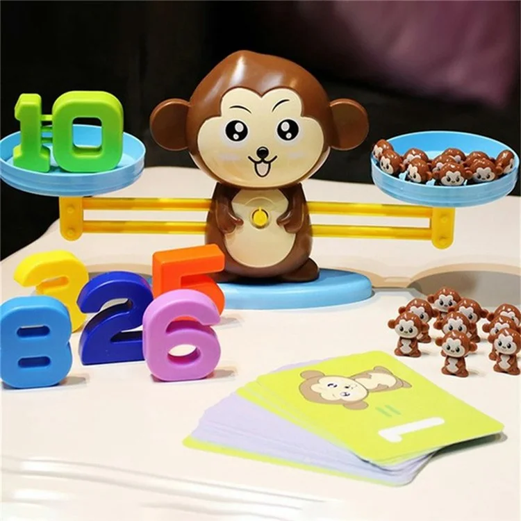 Balance de poids de singe Jeu de comptage mathématique STEM Jouet éducatif préscolaire pour garçon et fille
