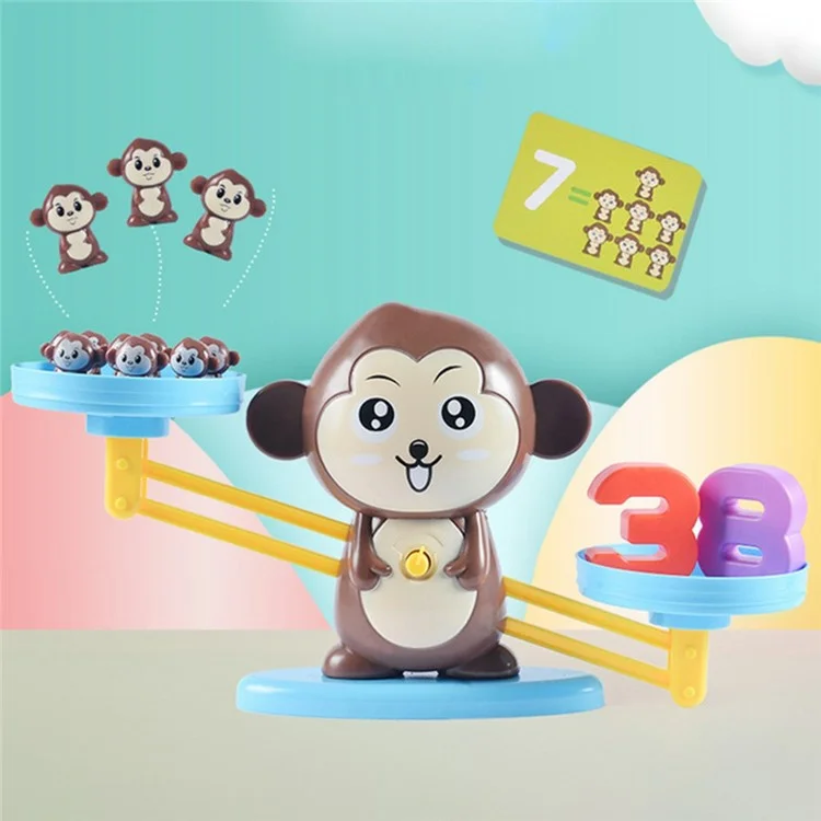 Balance de poids de singe Jeu de comptage mathématique STEM Jouet éducatif préscolaire pour garçon et fille