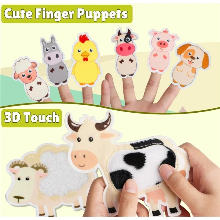 Tableau d'apprentissage en feutre pour enfants et tout-petits, livre éducatif interactif sur la ferme avec des animaux, jouet calme