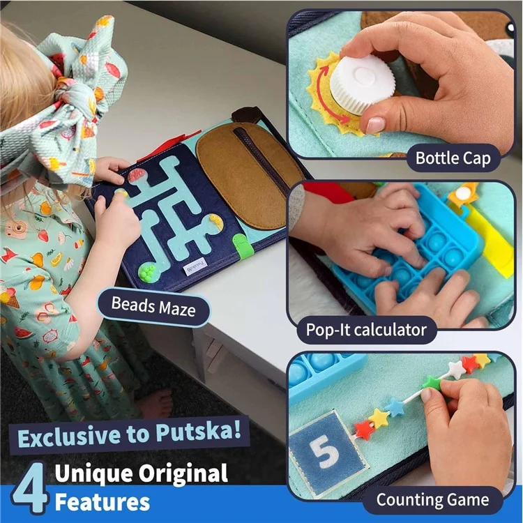 Маленький медвежонок Busy Board Felt Children Activity Board Образовательная игрушка Монтессори для сенсорного развития малышей
