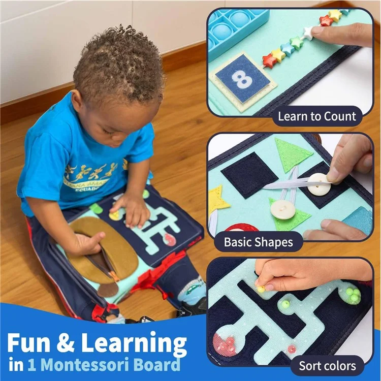 Маленький медвежонок Busy Board Felt Children Activity Board Образовательная игрушка Монтессори для сенсорного развития малышей