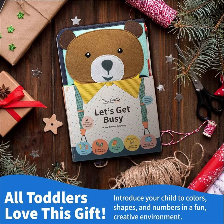 Маленький медвежонок Busy Board Felt Children Activity Board Образовательная игрушка Монтессори для сенсорного развития малышей