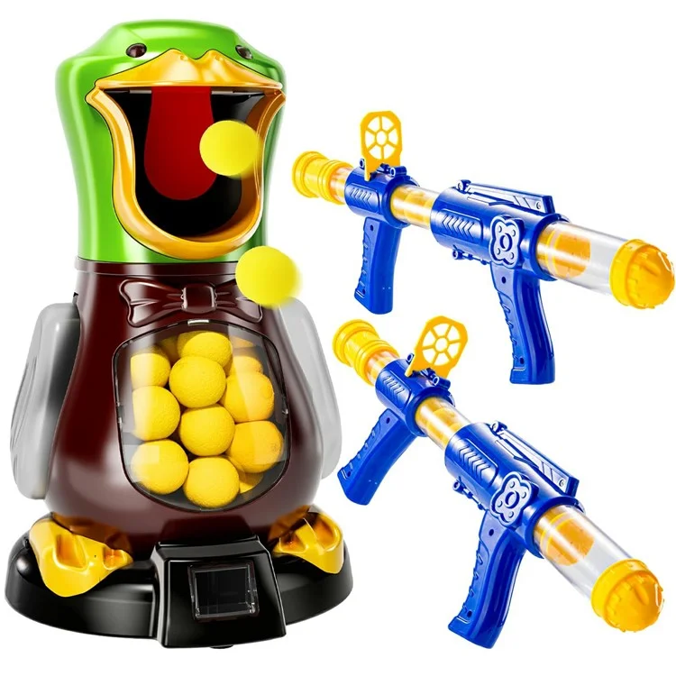 Jogo de tiro com alvo de pato de desenho animado com bomba de ar, bala macia e pontuação eletrônica (sem bateria)