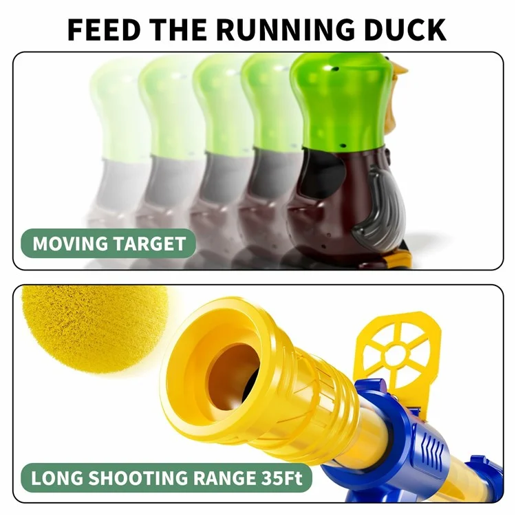 Jogo de tiro com alvo de pato de desenho animado com bomba de ar, bala macia e pontuação eletrônica (sem bateria)