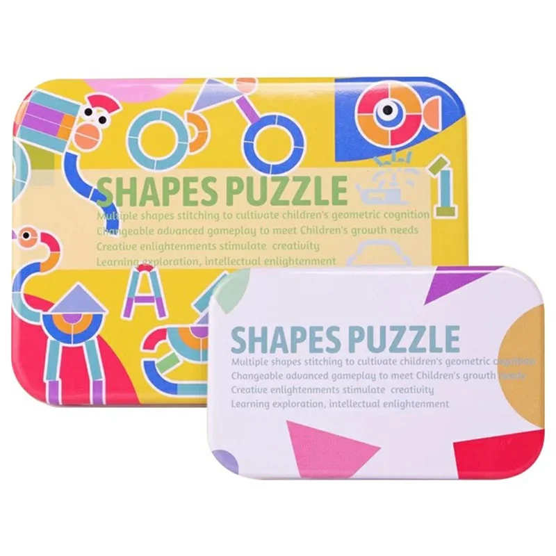 Wooden Geometric Shape Puzzle Board Tangram Jigsaw Educational Toy Gift for Toddlers - Type A Ostrich: 36 Puzzle Pieces & 50 Pattern Cards