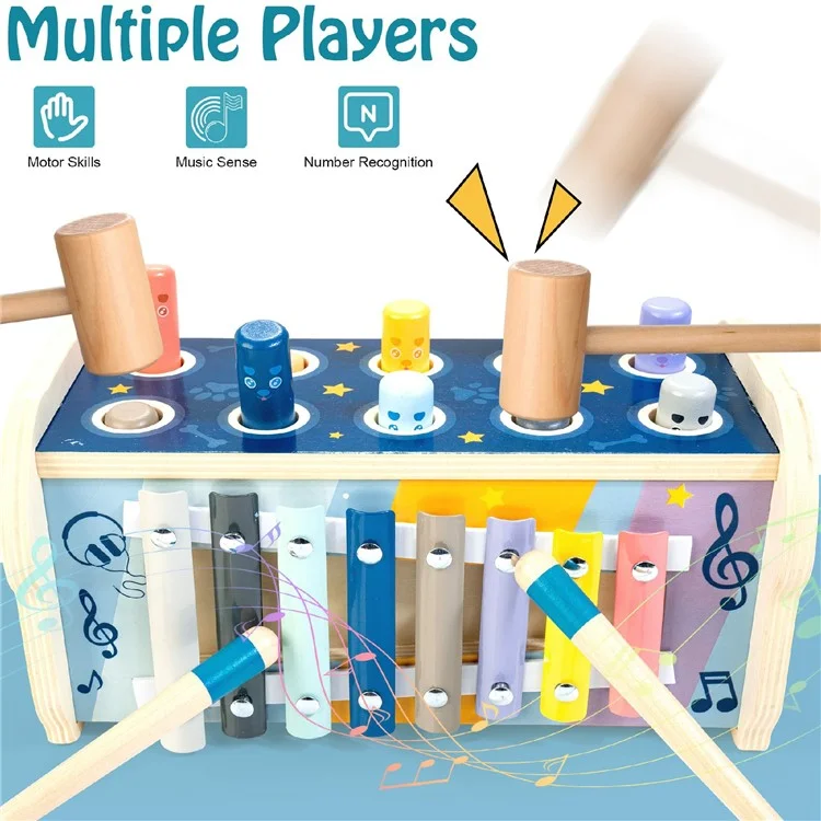 Gioco educativo di percussione in legno Whack A Mole Xylophone per bambini piccoli