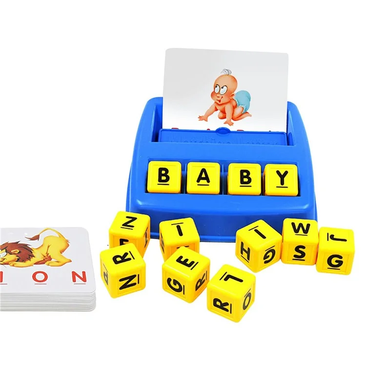 Juego de aprendizaje de letras con tarjetas de lectura. Tablero de juego educativo de ortografía de palabras para niños.