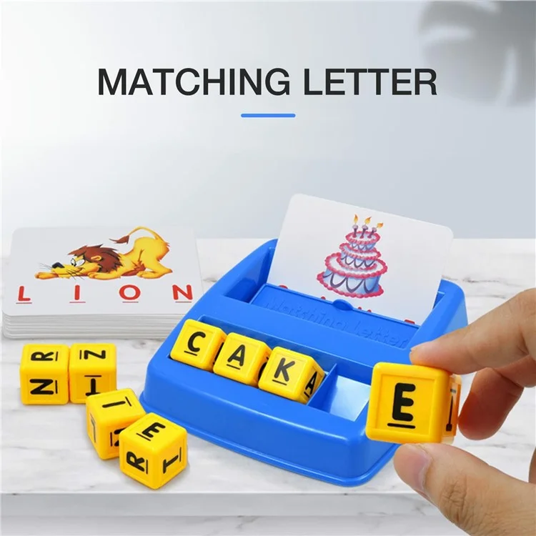 Juego de aprendizaje de letras con tarjetas de lectura. Tablero de juego educativo de ortografía de palabras para niños.