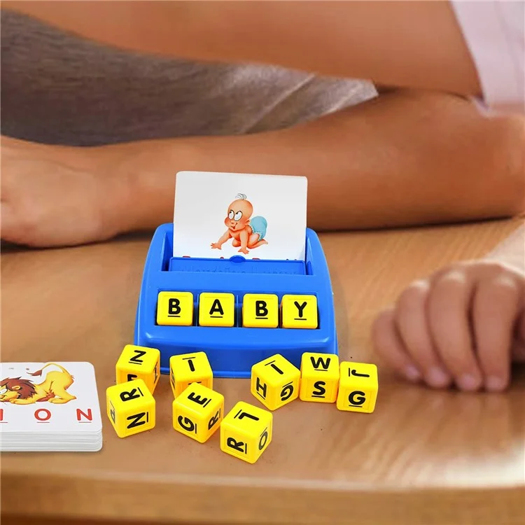 Juego de aprendizaje de letras con tarjetas de lectura. Tablero de juego educativo de ortografía de palabras para niños.