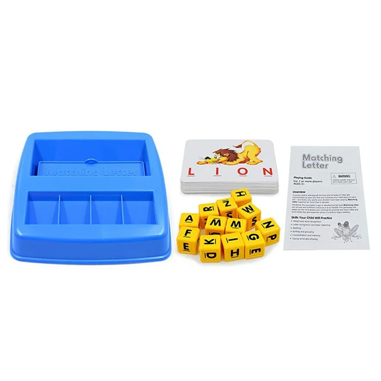 Juego de aprendizaje de letras con tarjetas de lectura. Tablero de juego educativo de ortografía de palabras para niños.