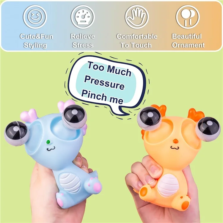 Muñeco de dragón de PVC de ojos saltones y divertidos, juguete antiestrés para apretar, para adultos y niños - Naranja