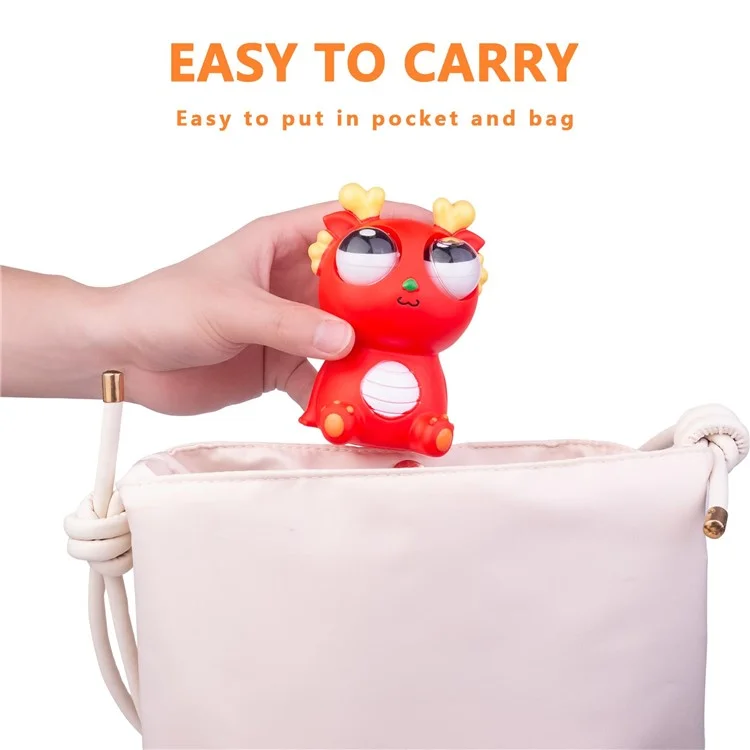 Muñeco de dragón de PVC de ojos saltones y divertidos, juguete antiestrés para apretar, para adultos y niños - Naranja