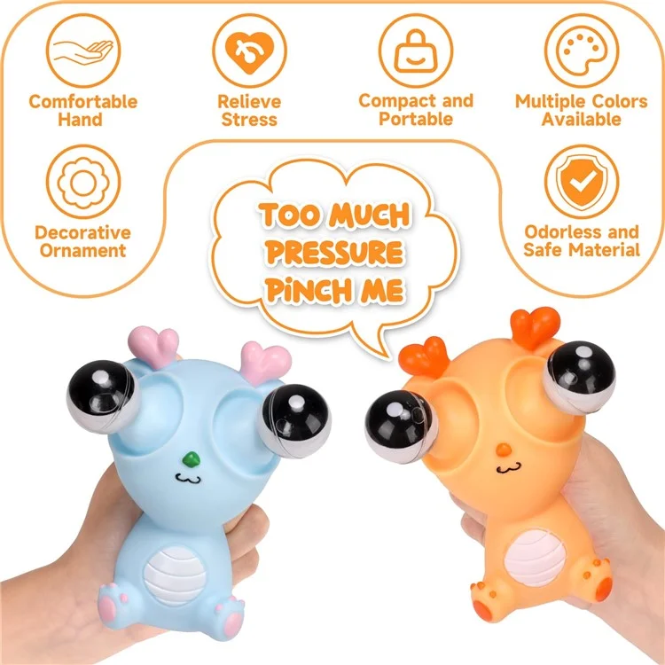 Muñeco de dragón de PVC de ojos saltones y divertidos, juguete antiestrés para apretar, para adultos y niños - Naranja
