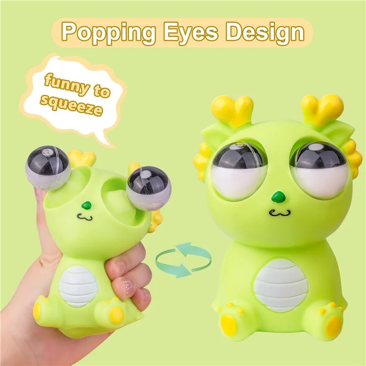 Muñeco de dragón de PVC de ojos saltones y divertidos, juguete antiestrés para apretar, para adultos y niños - Naranja